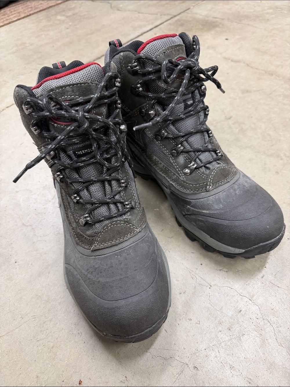 Kodiak Gray and Red Waterproof Hiking Boots